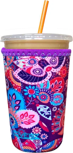 Vista 15 de Funda Koverz para café helado, funda aislante de neopreno para taza, se ajusta a una taza de café de 32 Oz., lavable y reutilizable, accesorios