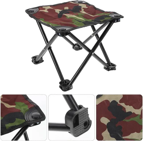 Vista 6 de Portable Folding Camping Stool Frame Lightweight Outdoor Seat for Fishing Hiking Gardening Picnic and Beach Compact Foldable Design for Easy Carry