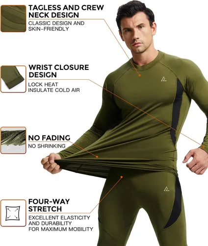 Vista 2 de Conjunto de ropa interior térmica para hombre, ropa interior larga 1#verde militar