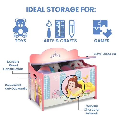 Vista 4 de Delta Children Caja de juguetes de lujo, princesa Disney Disney Princess