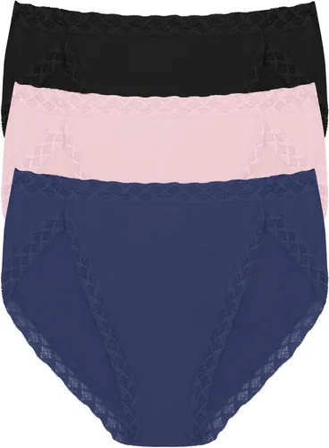 Vista 13 de Natori Paquete de 3 calzoncillos de corte francés Pima Bliss para mujer Negro/Café/Blanco