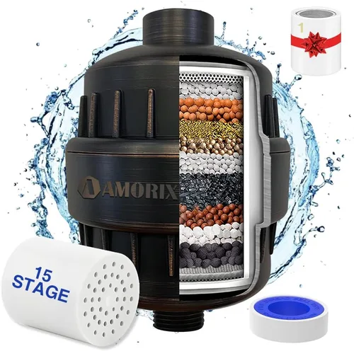 Vista 7 de Filtro de ducha de 15 etapas para agua dura, filtro de ducha de alto rendimiento que reduce la piel seca, picazón en el cuero cabelludo, mejora