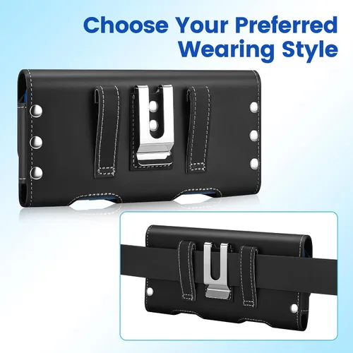 Vista 5 de Gcepls Funda de cuero para teléfono para iPhone SE, iPhone 8, 7, 6s, soporte de cinturón de cuero de vaca premium con clip para cinturón, estuche