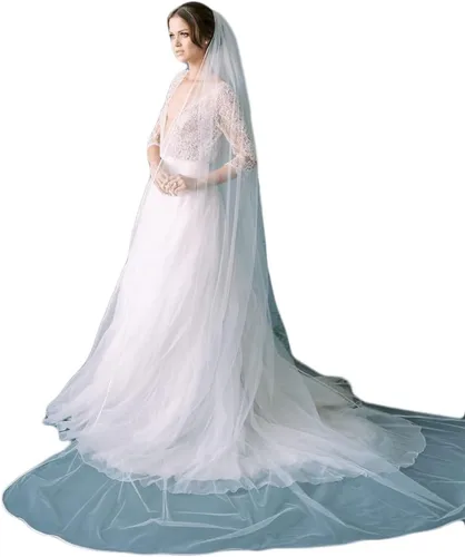 Vista 2 de azaleas Velo de novia con peine de 1 nivel simple de tul suave para novia