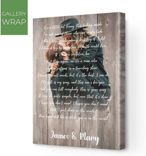 Vista 4 de Awesometik Letra de canción de boda con retrato personalizado de foto personalizada Primera danza canción favorita 1er aniversario renovación