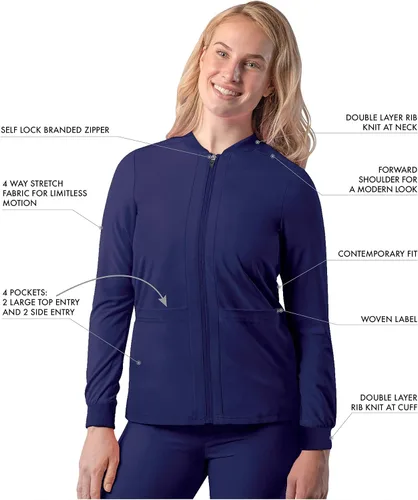 Vista 3 de Adar Addition Scrubs - Chaqueta para mujer con cremallera