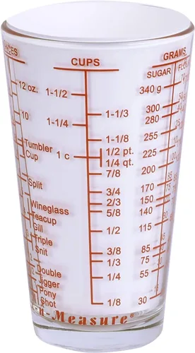 Vista 8 de Kolder 26100 Mix N Measure - Vaso de medición para líquidos y secos, vidrio pesado, multiuso
