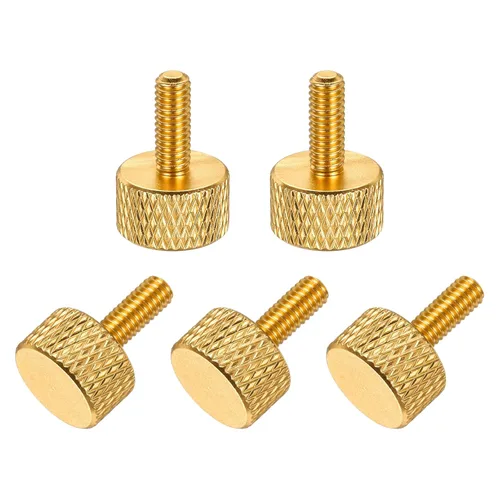 Vista 125 de MECCANIXITY 5 piezas M6x14mm Tornillos de pulgar estriado de cabeza plana, pernos de rosca completa de aleación de aluminio sólido para carcasas