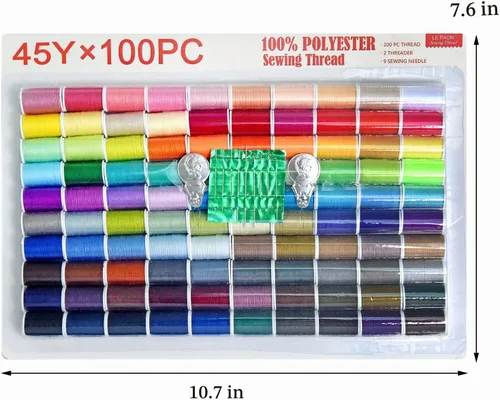 Vista 5 de Kit de costura de 100 colores Juego de hilo de poliéster práctico