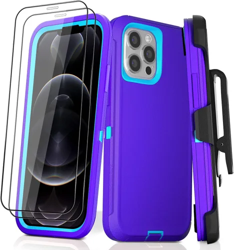 Vista 9 de Funda para iPhone 12 y iPhone 12 Pro (6.1 pulgadas), con 2 protectores de pantalla de vidrio templado