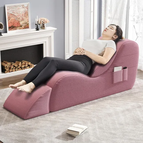 Vista 5 de Sillas de yoga para adultos, silla de salón ergonómica para interiores con bolsillo lateral, cojín lumbar, otomana, silla de yoga perfecta