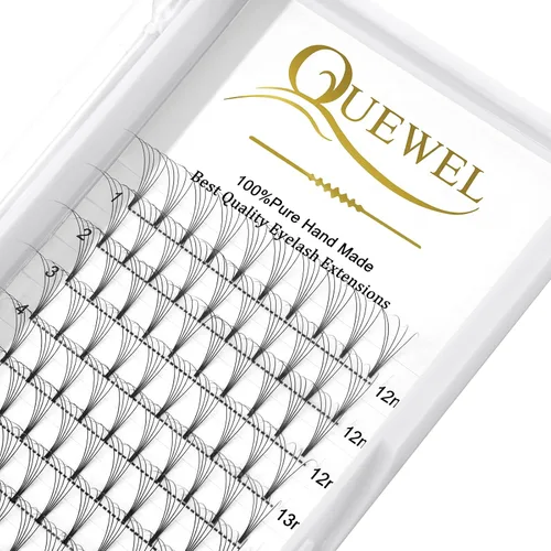Vista 106 de QUEWEL Extensiones de Pestañas Prehechas en Ventilador, Extensiones de Pestañas Prehechas 3D de 0.07mm de Grosor, Rizado C, 8mm de Volumen