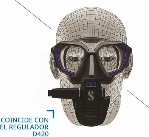 Vista 4 de Scubapro Máscara de buceo D-Mask - incluye adaptador de montaje para el ordenador de buceo HUD Negro
