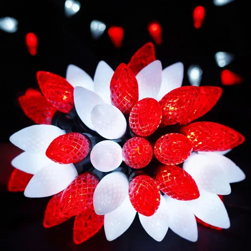Vista 7 de Paquete de 2 luces de Navidad C9 extensibles de 66 pies, 100 LED para exteriores e interiores, impermeables, luces de hadas LED con cable verde