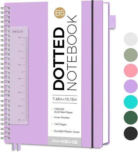 Vista 12 de AHGXG Diario de puntos, cuaderno en espiral de cuadrícula de puntos de 8.5 x 11 pulgadas, cuaderno de puntos grande A4, papel grueso de 3.53 oz/m²