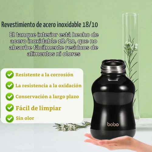 Vista 4 de YOHKOH Mini Botella de Agua Aislada al Vacío Con Tapa de Bambú - Botella de Agua Térmica de Acero Inoxidable para Mujeres, Niñas, Niños, Botella