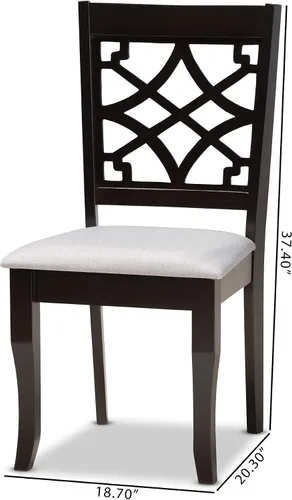 Vista 3 de Baxton Studio Mael - Juego de 2 sillas de comedor y sillas de comedor tapizadas de tela gris y acabado marrón oscuro de madera