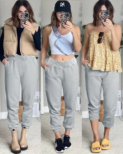 Vista 6 de Pantalones deportivos casuales para mujer, pantalones cruzados en V, cintura alta, holgados, pantalones para descansar