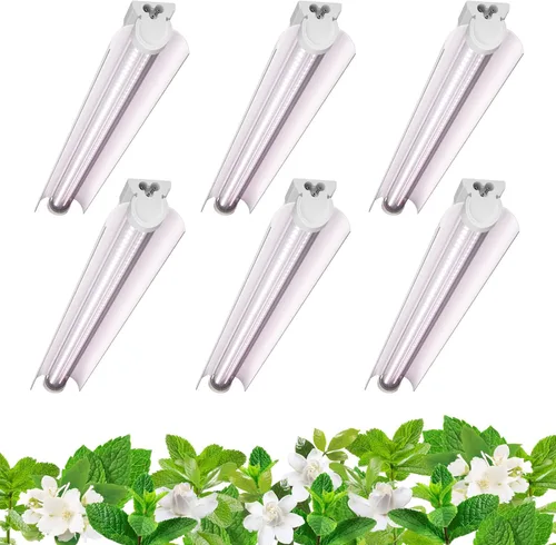 Vista 11 de Barrina Luz de cultivo T8 de 2 pies, 144 W (6 x 24 W), equivalente a 800 W, espectro completo, luz de planta de luz solar, bombillas LED de cultivo