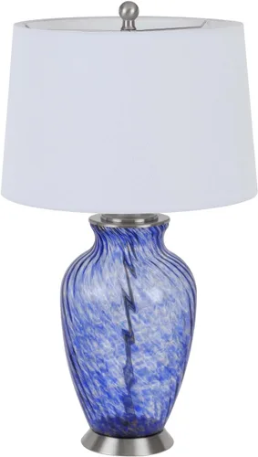 Vista 5 de Lámpara de mesa de cristal azul cielo Ashland de 28 pulgadas de altura