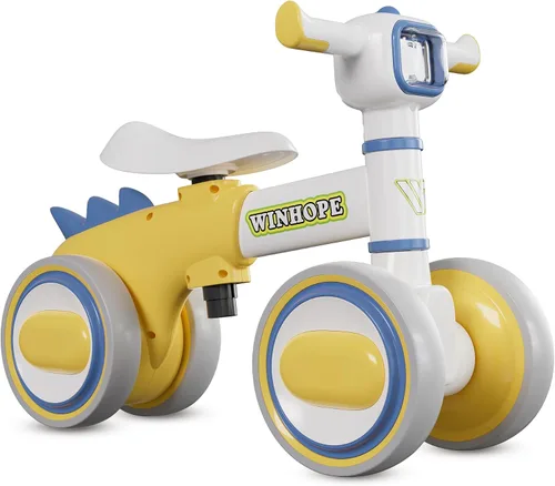 Vista 9 de WinHope Dinosaur Baby Balance Bike for 1 Year Old, Lights & Music Gris