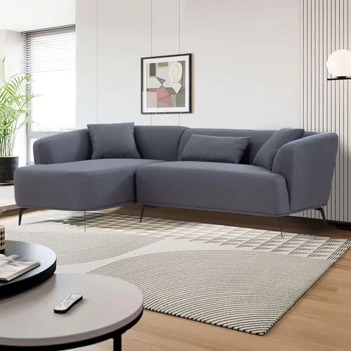 Vista 3 de Sofá modular de 102.36 pulgadas para sala de estar, sofá moderno en forma de L con patas de metal, sofás modulares de tela, para el hogar