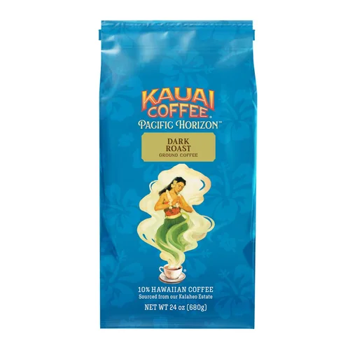 Vista 13 de Kauai Café molido, descafeinado tostado medio, café molido arábica del mayor productor de café de Hawái, aroma brillante con notas florales ligeras