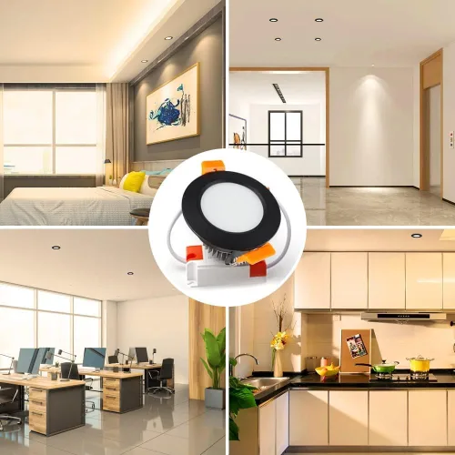 Vista 5 de LEDLightsWorld Iluminación empotrable LED regulable de 2 pulgadas, downlight, 3 W (equivalente a 35 W), luz blanca cálida de 3000 K, luz LED Negro