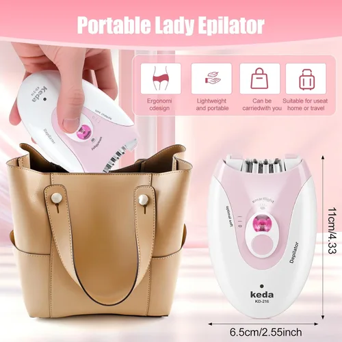 Vista 8 de Depiladora para mujeres, depiladoras con luz LED, dispositivo de depilación de doble velocidad, depilación facial para mujeres, inalámbrica