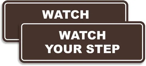 Vista 35 de Signs ByLITA Letrero estándar para pared o puerta con texto en inglés «Watch Your Step», señalización de salud y seguridad (negro), mediano