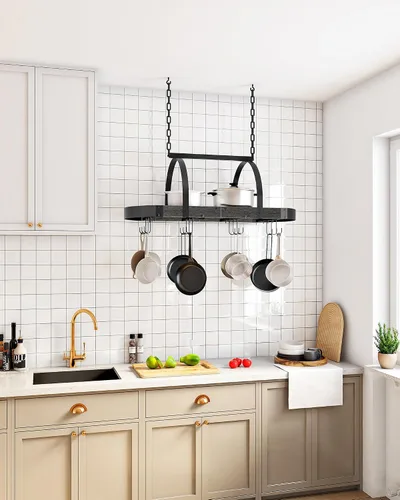 Vista 3 de CHOEZON Estante para ollas colgante, colgador de ollas para la cocina, soporte para ollas montado en el techo, organizador de utensilios de cocina