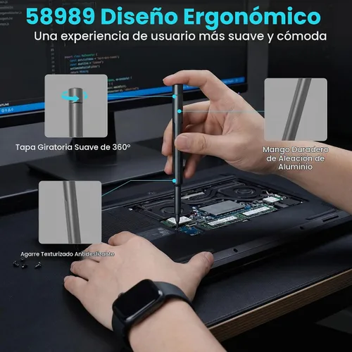 Vista 5 de Kit de destornilladores de precisión 46 en 1 con puntas magnéticas y estuche de metal, kit de herramientas de reparación compacto para teléfono