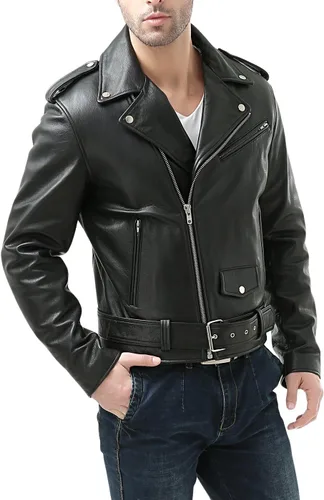 Vista 2 de BGSD Chaqueta clásica de cuero de vaca para hombre (también disponible en tallas grandes y altas)