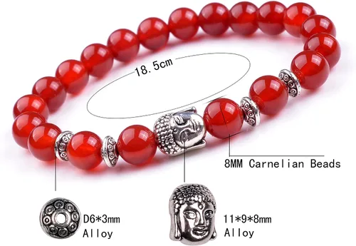 Vista 3 de Joya brazalete con gemas redondas de 8 mm, brazalete para los chacras, regalo de cumpleaños