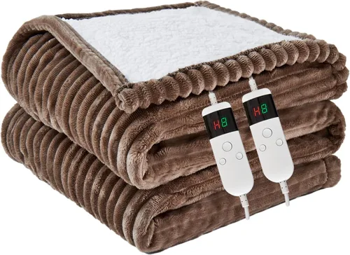 Vista 20 de Manta térmica portátil con mangas y bolsillo para el pie, manta térmica de calentamiento rápido con 10 ajustes de calor apagado automático