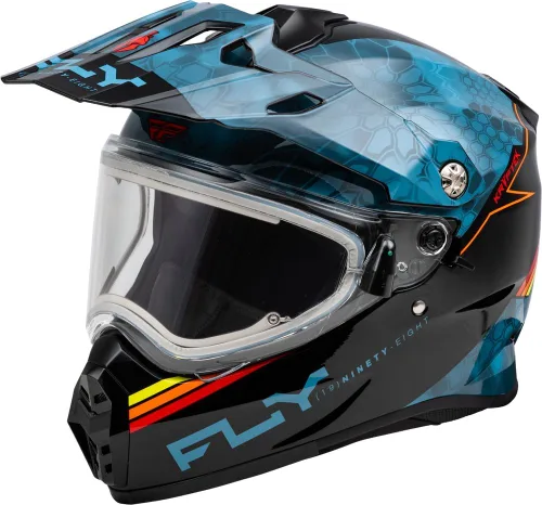 Vista 12 de Fly Racing Trekker Cold Weather MX ATV Off-Road Motorcycle Helmet Pizarra/Negro/Rojo (Dual Shield)
