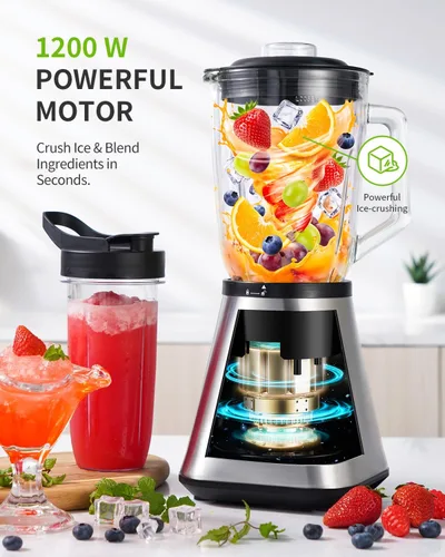 Vista 2 de GDOR Batidora de batido para cocina, licuadora de vidrio de 1200 W