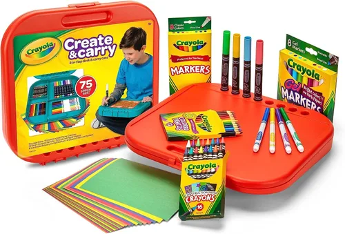 Vista 2 de Crayola Create 'n Carry, kit portable de herramientas de arte, más de 75 piezas, gran regalo.