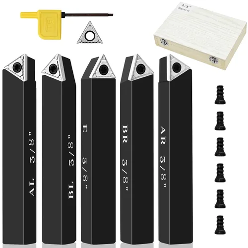 Vista 12 de Juego de soporte de insertos de torneado de carburo indexable de 1/2 "para tornos de mecanizado, juego de 5 piezas de herramientas de torno de metal