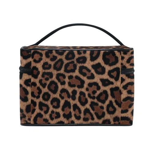 Vista 4 de Neceser de maquillaje con estampado de leopardo, organizador de viaje para mujer