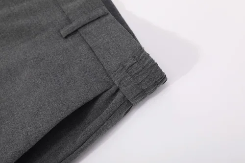 Vista 6 de Plaid&Plain Pantalones de vestir para hombre con cintura elástica y tela elástica de ajuste recto