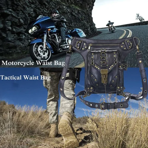 Vista 2 de Rebajas Cyber Monday Ofertas Venta Steampunk Riñonera Bolso para cintura Moda Gótico Hombro Bandolera Bandolera Muslo Pierna Capucha Bolsa de Viaje