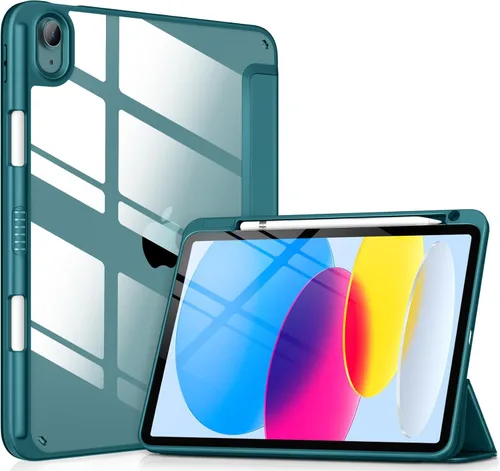 Vista 22 de DTTOCASE - Funda para iPad de 10.ª generación de 2022, 10.9”, reverso transparente y marco de poliuretano termoplástico antigolpes
