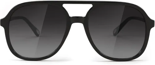 Vista 5 de FEISEDY Lentes de sol retro para mujeres y hombres, cuadrados, aviador, años 70, clásico, doble puente UV400, lentes de sol con marco de lente B2394