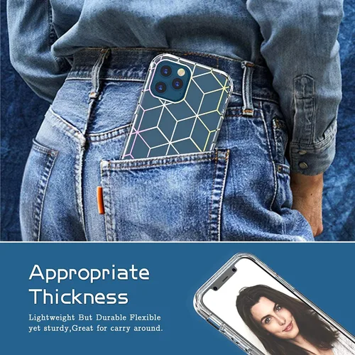 Vista 6 de Hasaky Funda para iPhone 12 Pro Max 5G 2020 de 6.7 pulgadas, parachoques híbrido de doble capa para niña/mujer, diseño de mármol brillante, TPU