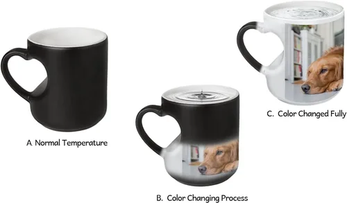 Vista 2 de Taza de café mágica personalizada con foto, estampa personalizada DIY sensible al calor, taza de cerámica para recuerdo, cumpleaños, regalo