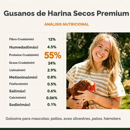 Vista 7 de Adaman - Gusanos secos de harina de 5 libras, alimento para gallinas Gusanos de comida ricos en proteínas para pollos, patos, reptiles y lagartos