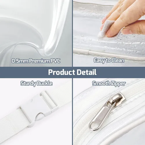 Vista 7 de Veckle Riñonera transparente aprobada para estadios, bolsa transparente para eventos en estadios, bolsa grande transparente para mujer, bolsa
