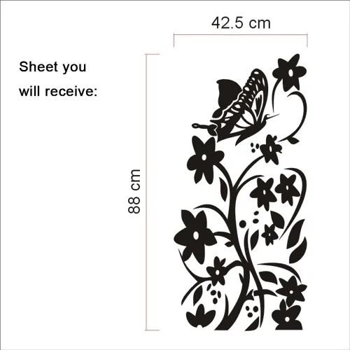 Vista 4 de extraíble vinilo fácil de usar calcomanía decorativo para pared de flores y mariposas para refrigerador muebles