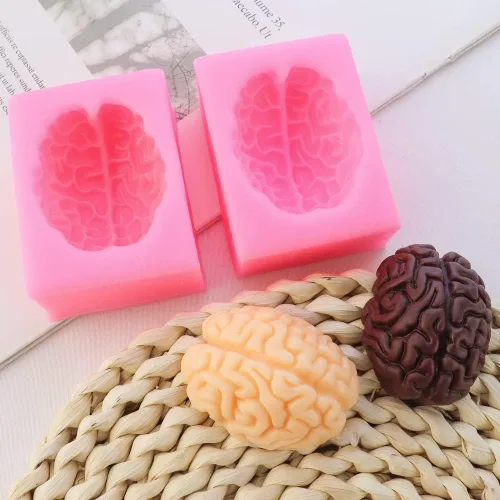 Vista 6 de JOGILBOY Molde de silicona 3D para cerebro humano, forma de órgano, corazón sangriento, bricolaje, fondant, pudín, gelatina, caramelo, chocolate